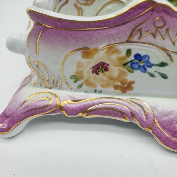 Limoges Hand Painted Floral Two Tier Footed Letter Holder. China Porcelain - Picture 11 of 16